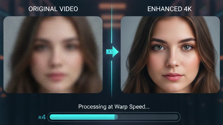 Enahnce video to 4k with AI.