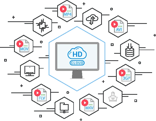 Convert video to: MP4, AVI, MOV, FLV, MKV, 3GP, MP3, FLAC, OGG, etc.